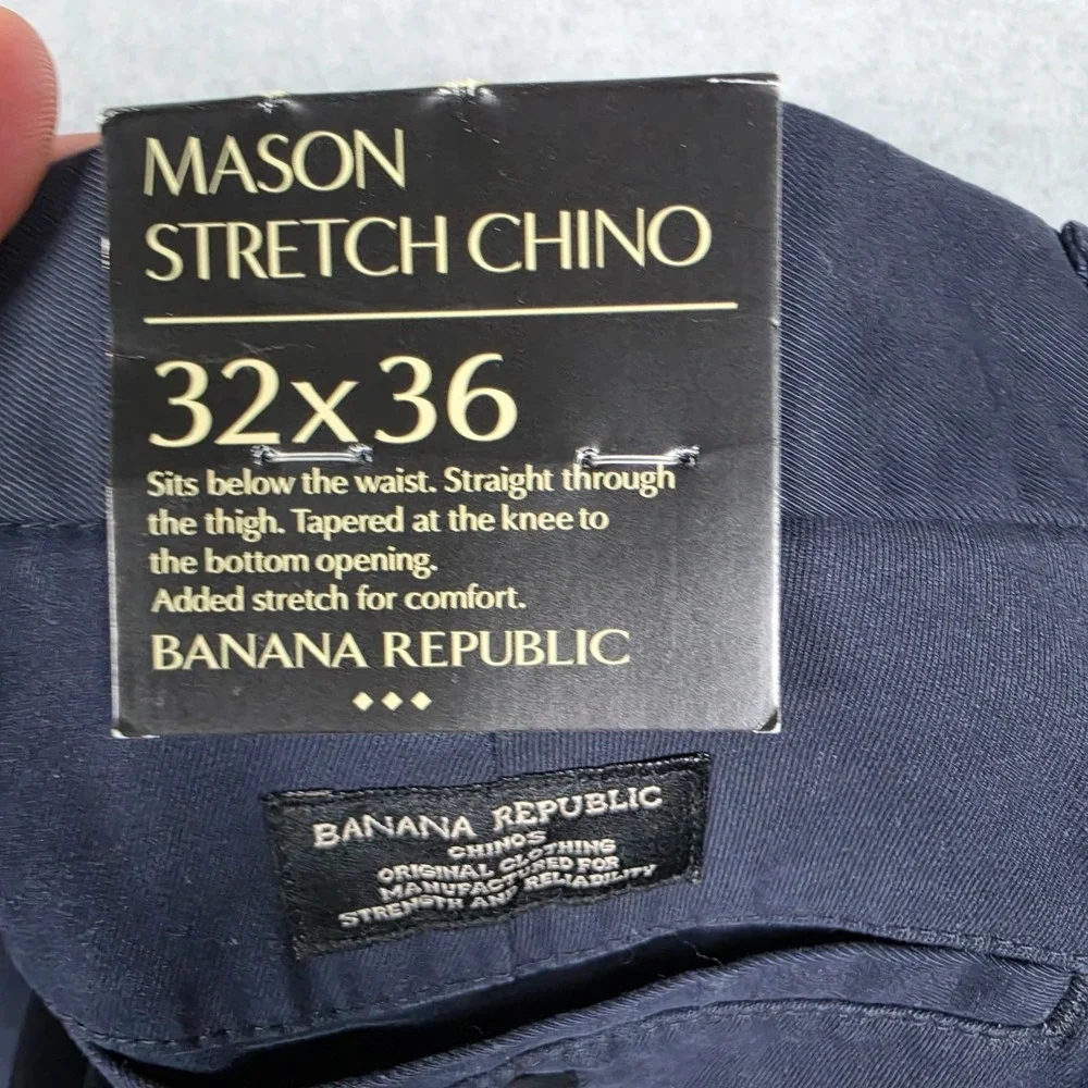 Banana Republic Pants Mens Size 32x36 Navy Mason Stretch Chino Straight Tapered